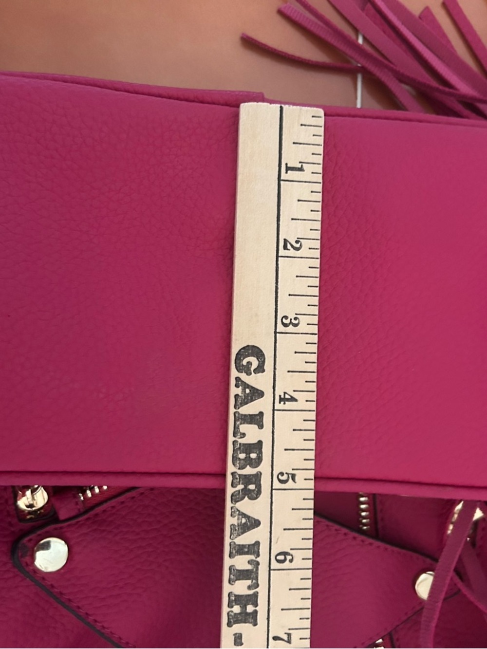 Pink Fringe Motorcycle Jacket Purse Bag Gold Tone Hardware - Picture 9 of 12